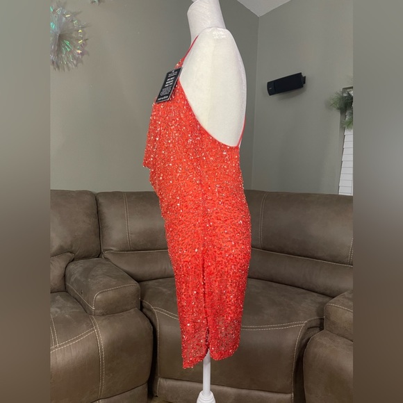 NWT Retrofete Mich Sequin Mini Dress Peach Coral Ombrè Sz L Sexy Cocktail Party - Picture 7 of 16